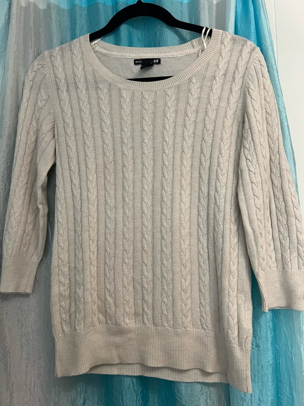 H&M Cream Cable-Knit Scoop Neck Sweater